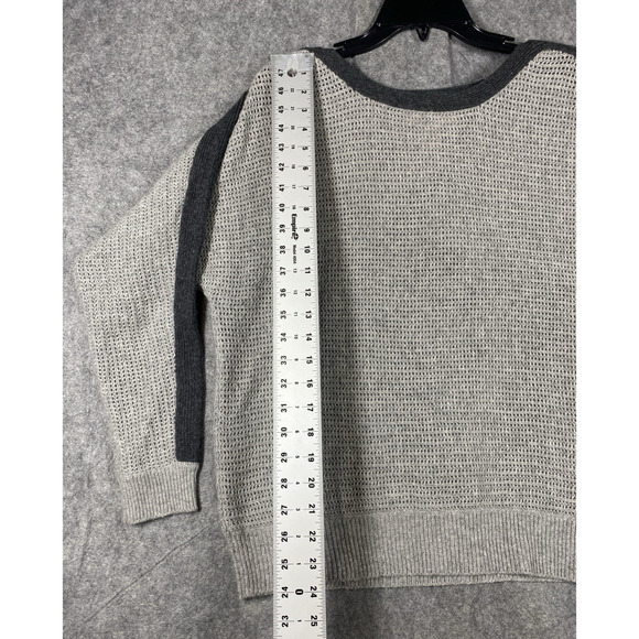 Philosophy Sweater Womens Large Grey Open Knit 100% Cashmere Boat Neck - Picture 2 of 7